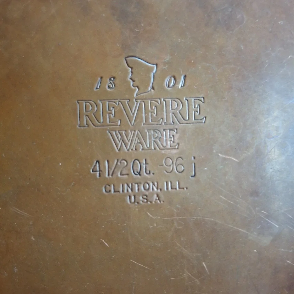 Vintage Revere Ware 4 1/2 Qt Copper Clad Stock Pot with Lid 1801 Clinton‎ IL USA